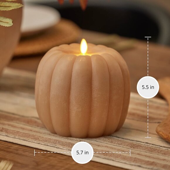 Beautiful Luminara Tall Pumpkin Figural LED Candle in the shade Irish Cream - Picture 4 of 5